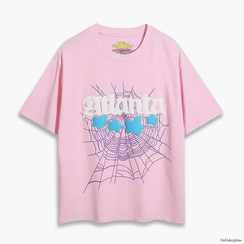 Sp5der Star Network Print Pink T-shirt