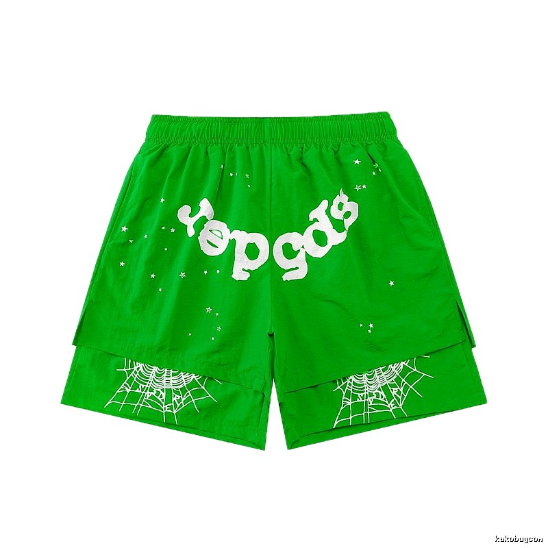 Sp5der Starburst Trendy Cool Green Shorts