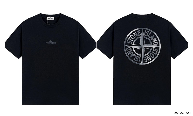 Stone Island Compass Collection Street Style Black T-Shirt