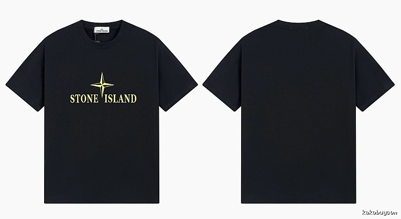 Stone Island Compass Print Street Style Black T-Shirt