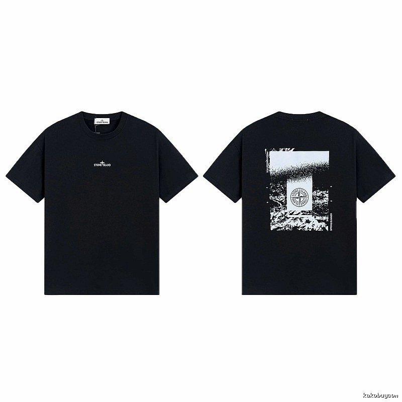 Stone Island Printed Functional Style Black Short Sleeve T-Shirt