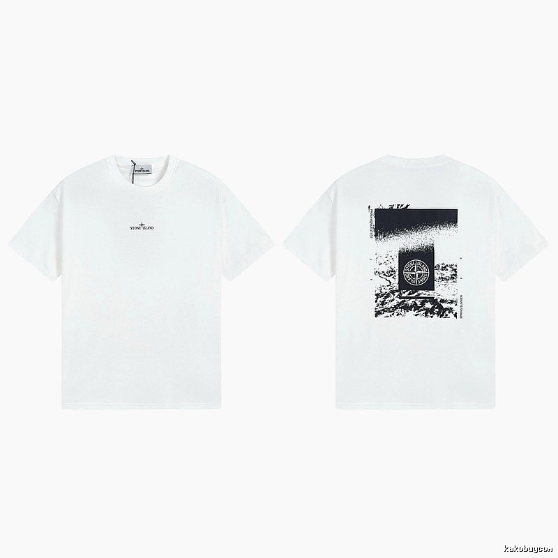 Stone Island Spring Summer Printed Street Style White T-Shirt
