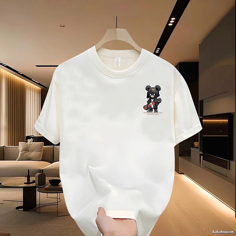 Streetwear Brand Skate Bear Street-style Off-white Short Sleeve T-Shirt