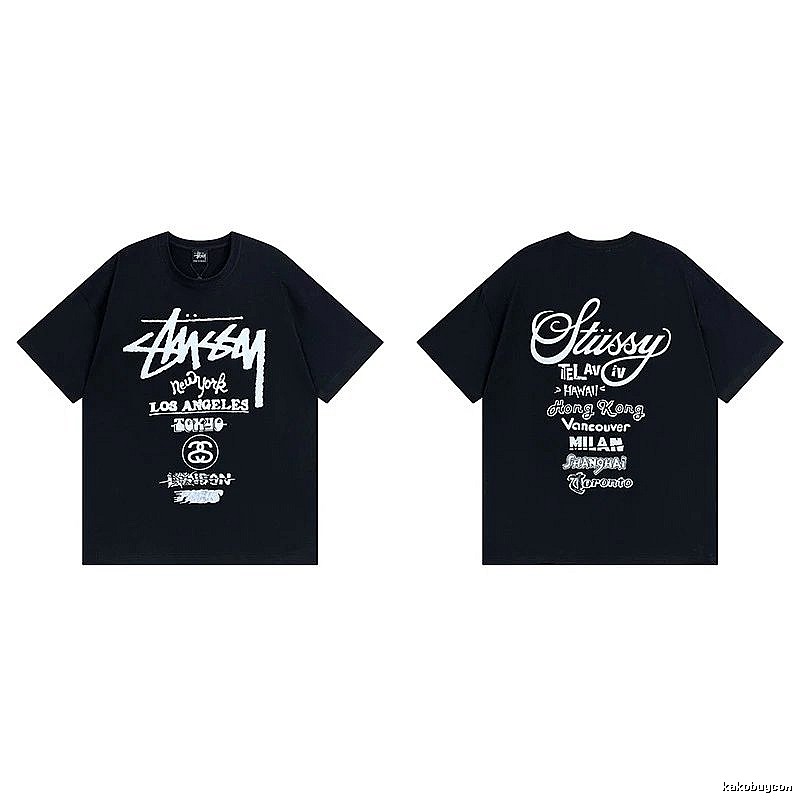Stussy Black Spider Graphic T-Shirt Bold Graphic Logo