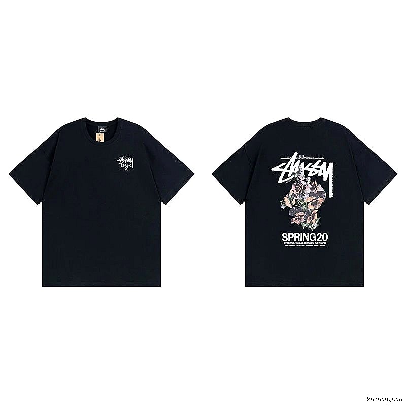 Stussy Black Spider Graphic T-Shirt Warm Weather Logo