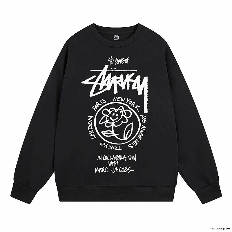 Stussy Black Style 539 Graphic SweatShirt Campus Look