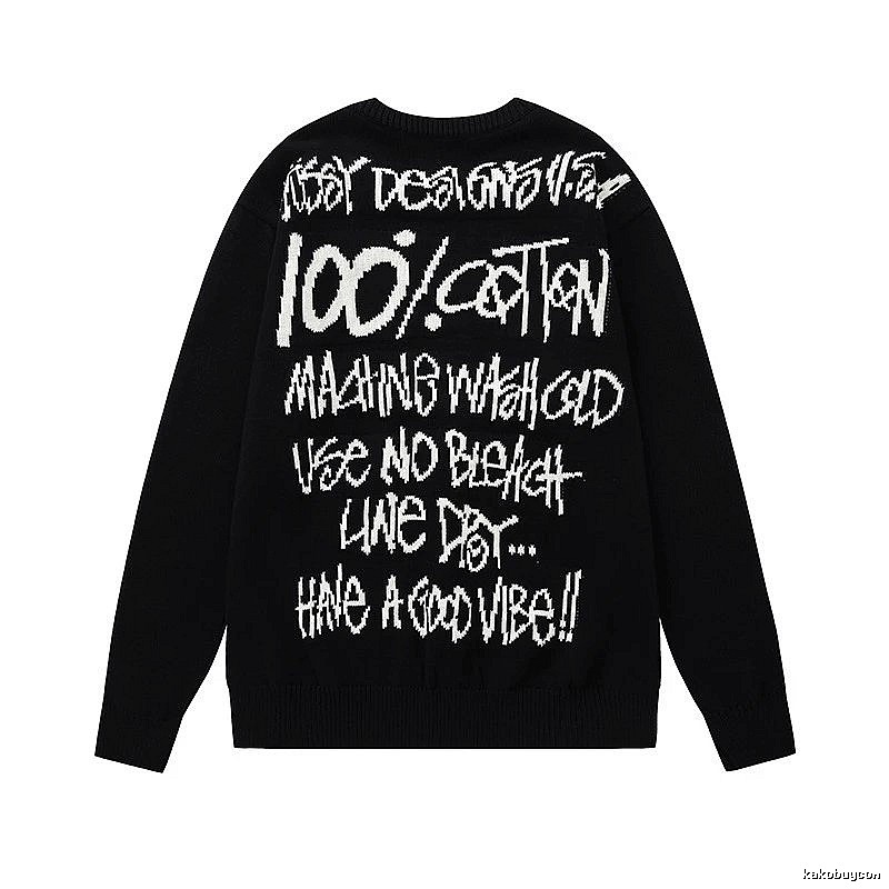 Stussy Black Swirl Graphic SweatShirt Relaxed Styling