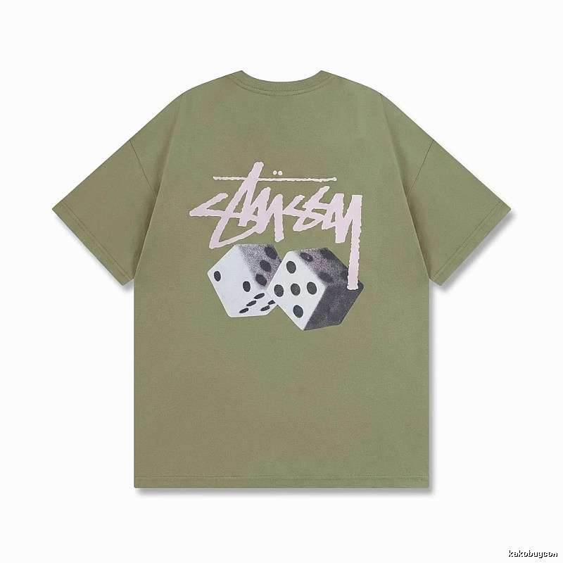 Stussy Dice Trend Brand Olive Green T-shirt