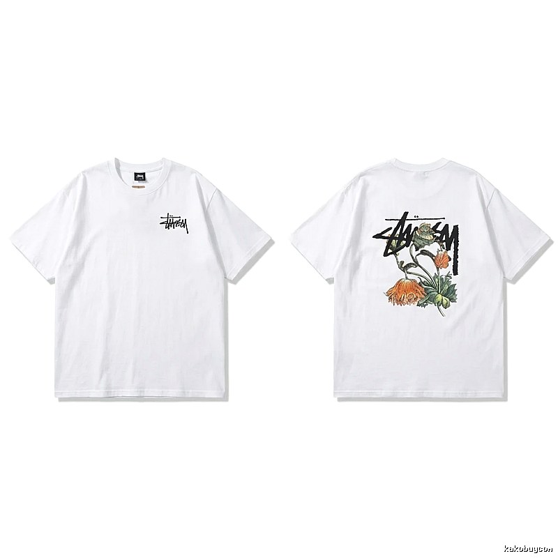 Stussy Floral Print White T-shirt
