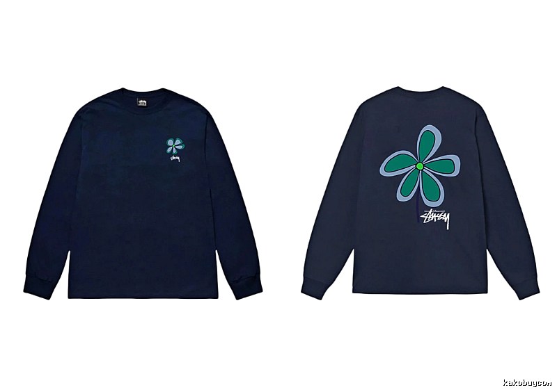 Stussy Floral Series Casual Style Navy Long-Sleeve