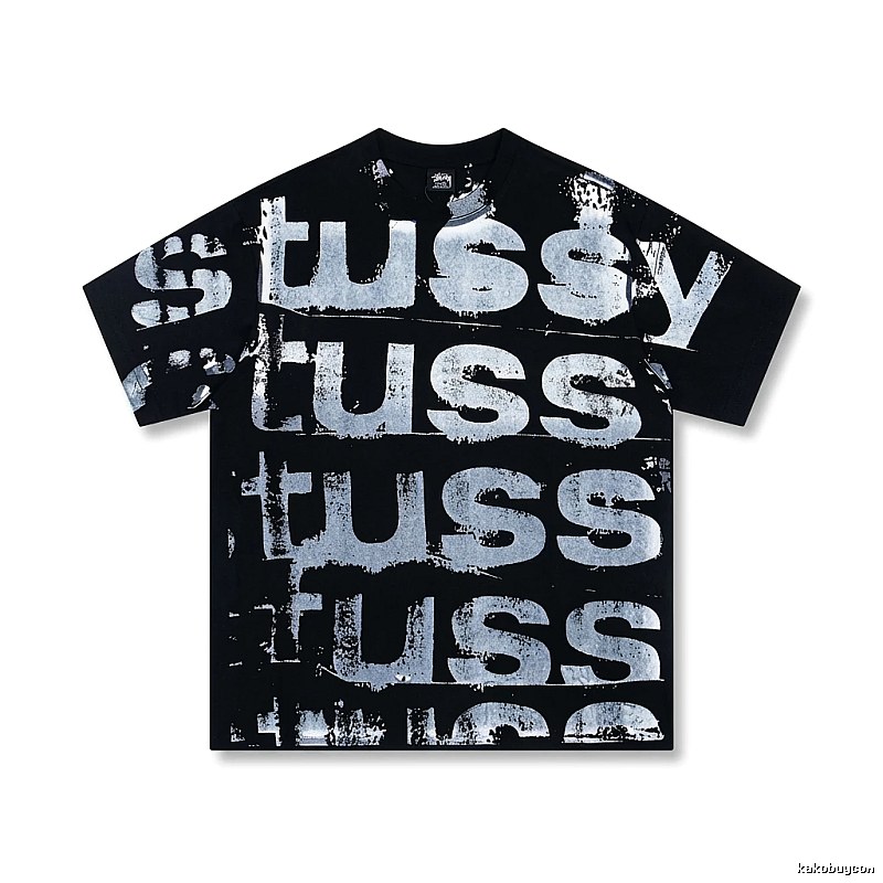 Stussy graffiti-style black T-shirt with letters
