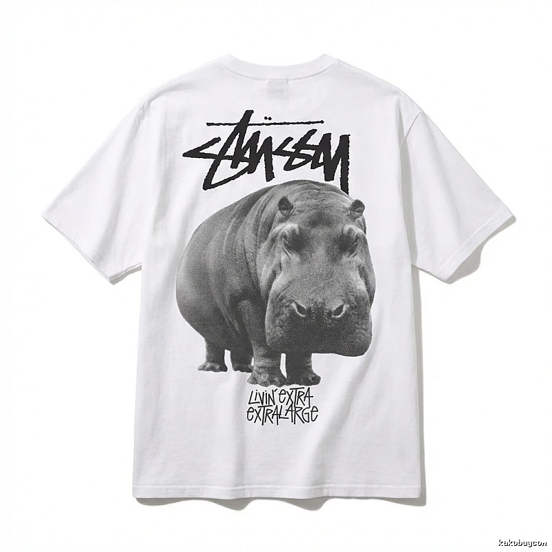 Stussy Hippo Trendy and Cool Style White T-shirt