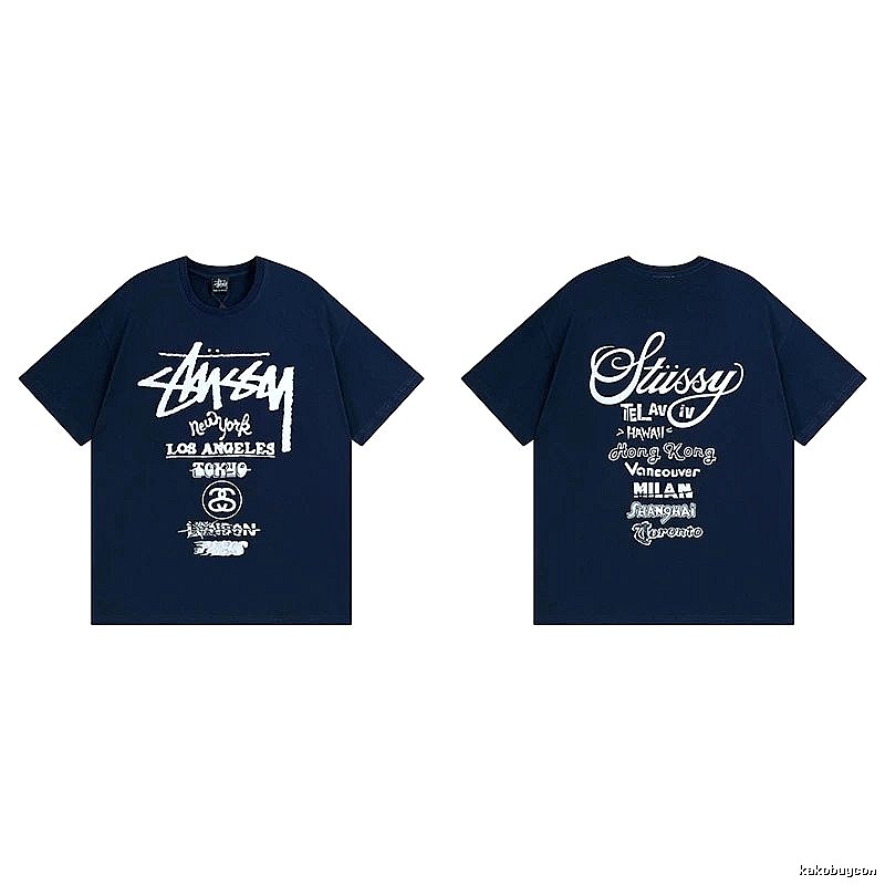 Stussy Simple Logo Finish Spider Graphic T-Shirt Minimal Look