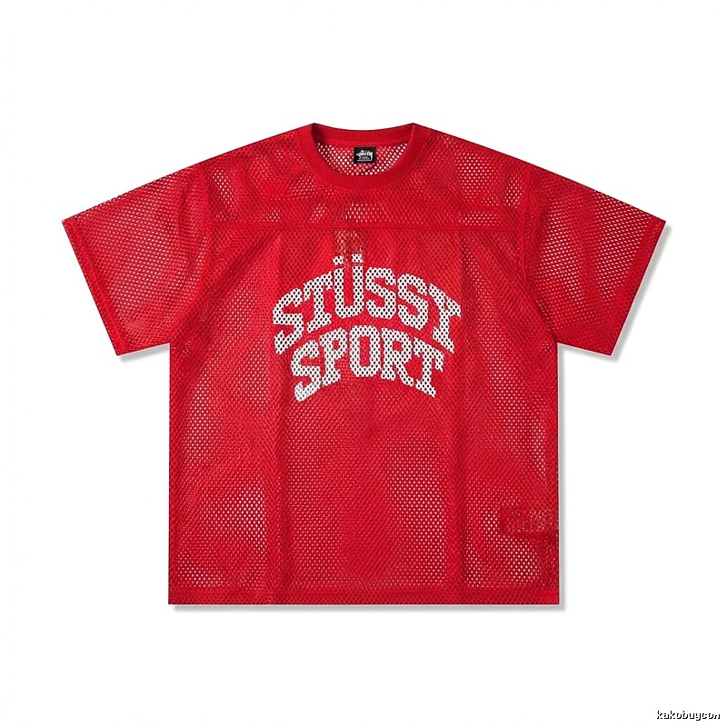 Stussy Sport series red trendy short-sleeved shirt.