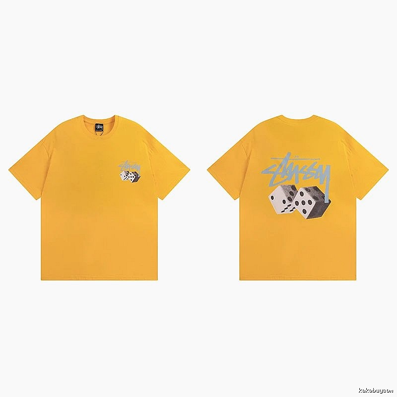 Stussy Yellow Spider Graphic T-Shirt Summer Styling Logo