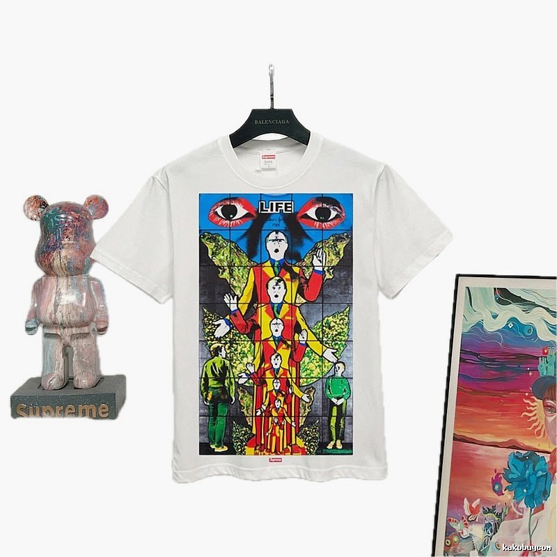 Supreme Art Print Street Style White T-Shirt
