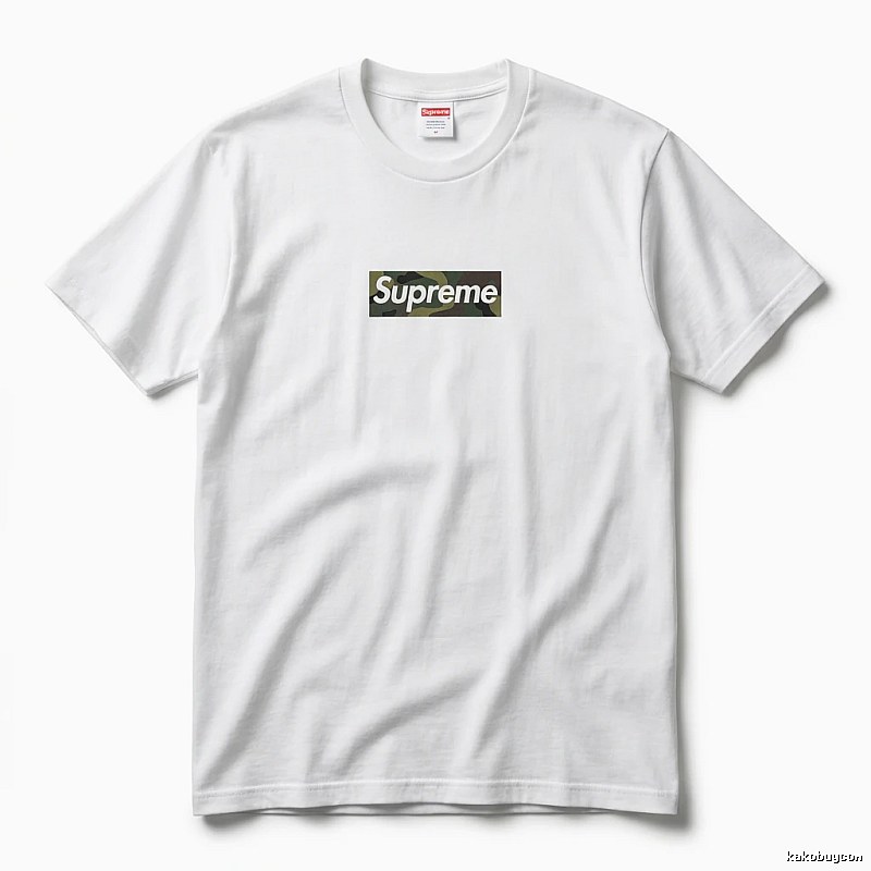 Supreme camouflage-style white T-shirt