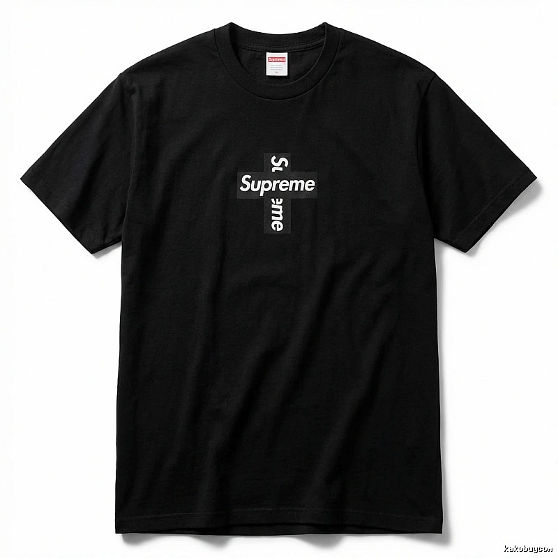 Supreme Cross Trendy brand Black T-shirt