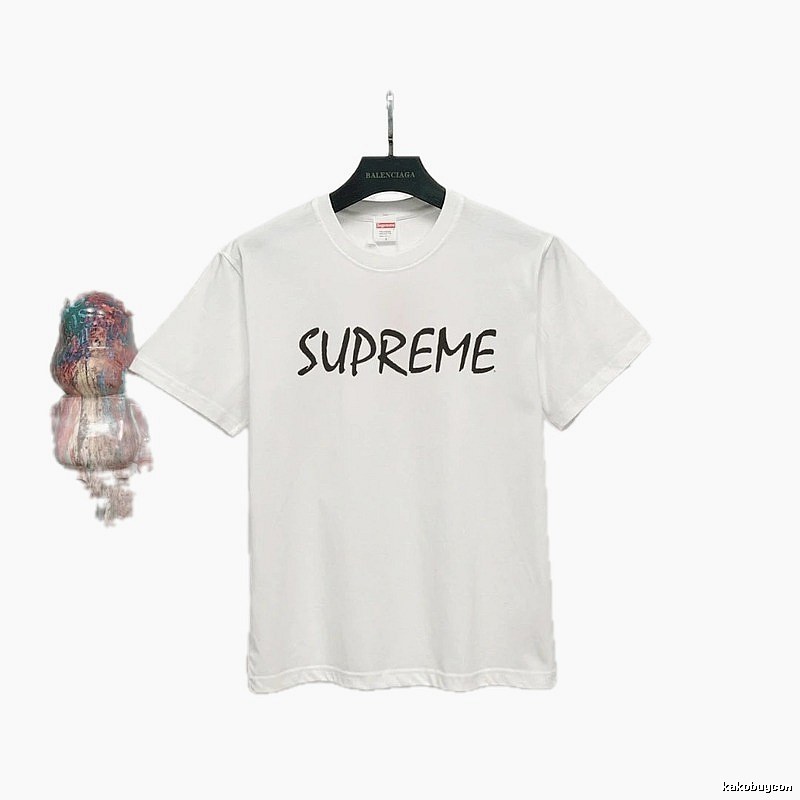 Supreme Hand-drawn Print Street Style White T-Shirt