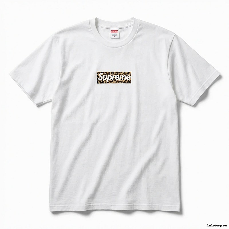 Supreme leopard - print style white T - shirt