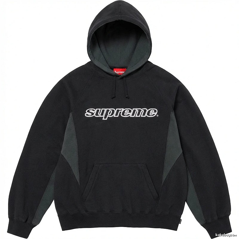 Supreme patchwork-style black hoodie