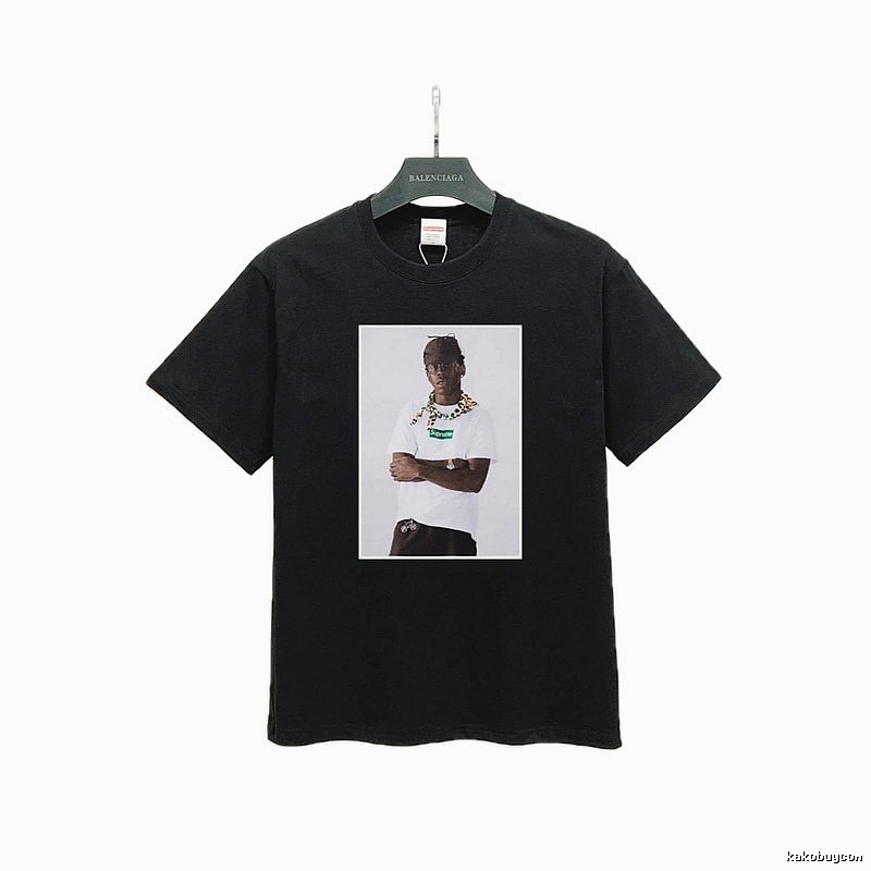 Supreme Portrait Print Street Style Black T-Shirt