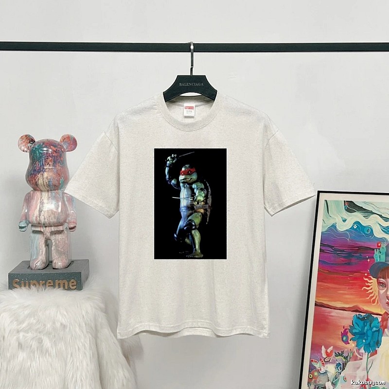 Supreme x Teenage Mutant Ninja Turtles Co-branded Street Style Off-white T-shirt