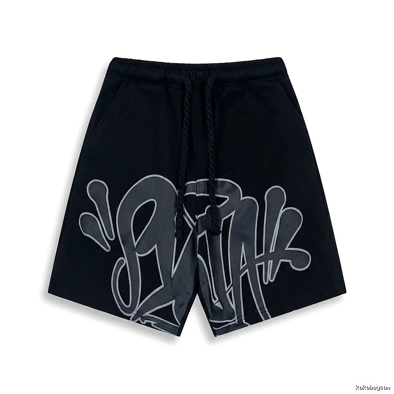 SynaWorld Graffiti-style Black Shorts