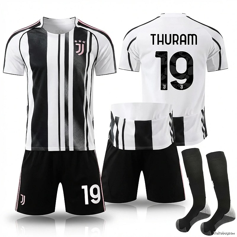 The black and white striped football jersey of Juventus.