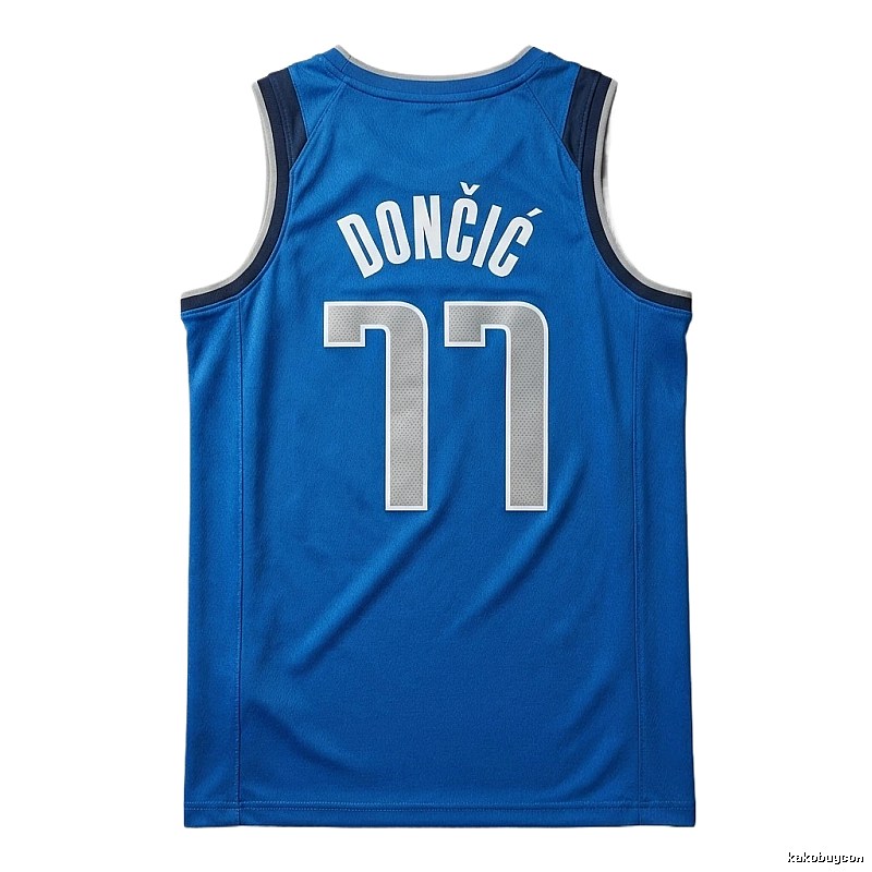 The blue basketball uniform of Luka Doncic of the Mavericks.