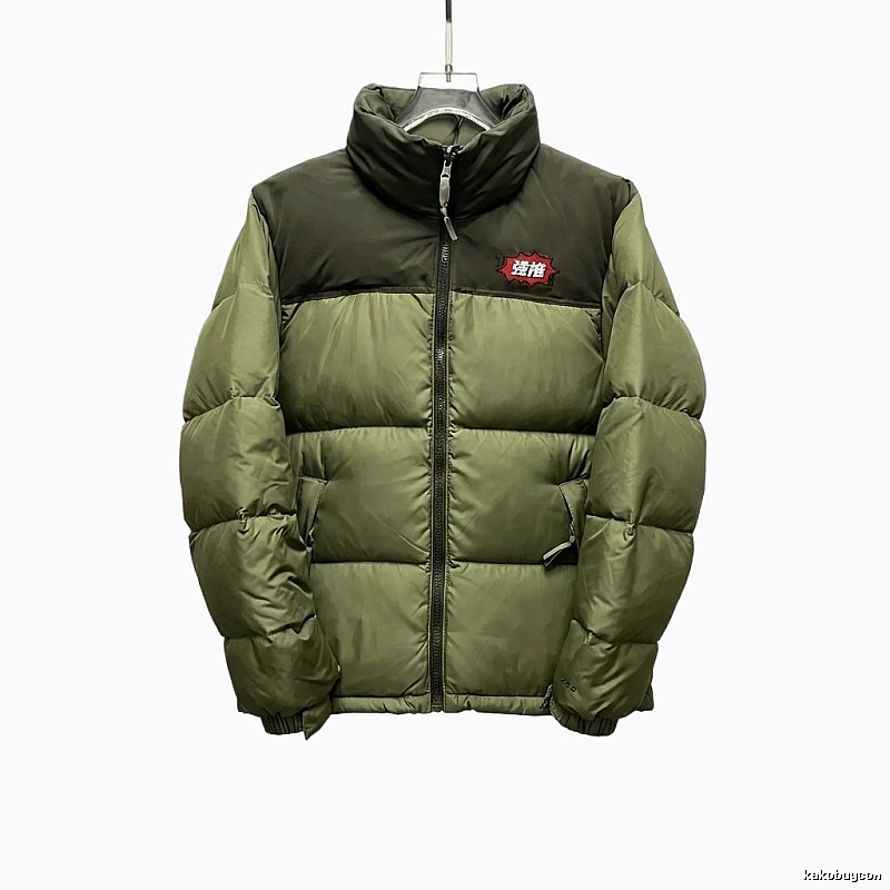 The North Face double - color green down jacket