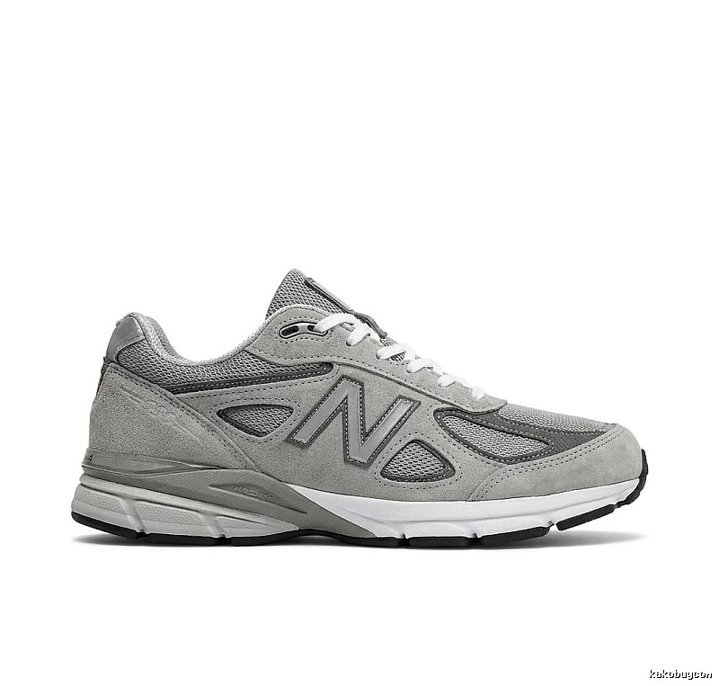 The retro-style gray shoes of the New Balance 990 series