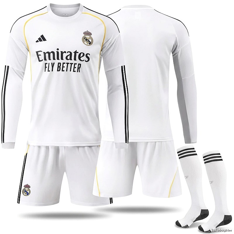 The sporty white jersey of Real Madrid.