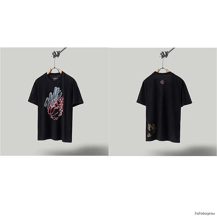 Travis Scott x Air Jordan Graffiti-style Black Short-sleeve T-shirt