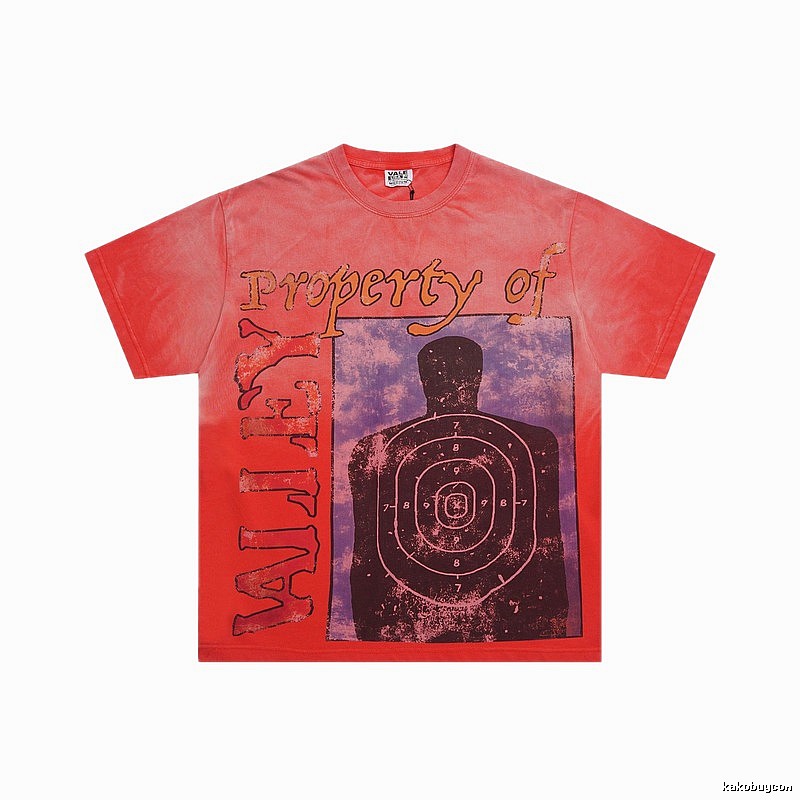 Valley Target Print Vintage Orange-red Short Sleeve T-Shirt