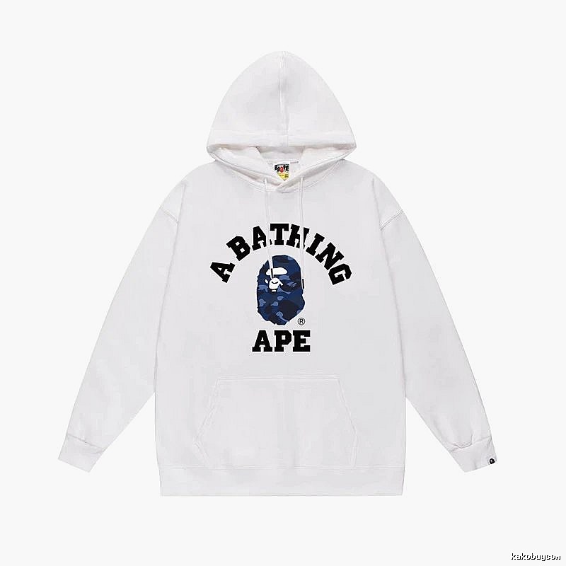 White hoodie with Bape Ape Head print