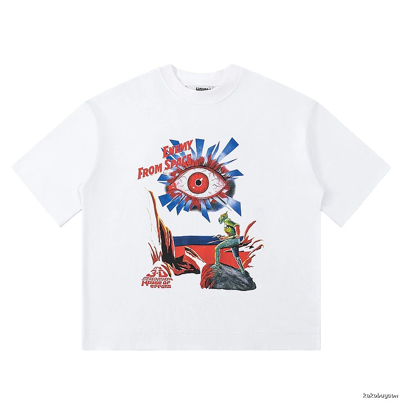 White T-shirt with House of Errors print in sci-fi style